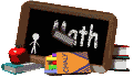 a chalkboard with the word 'math' on it